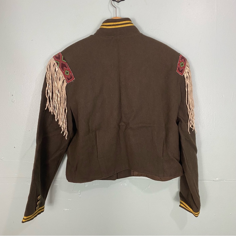 Double D Ranch Green Beaded Wool Military Western Jacket Sz L Embellished - Picture 8 of 11